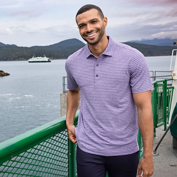 Cutter & Buck Forge Eco Heather Stripe Stretch Recycled Mens Polo Thumbnail