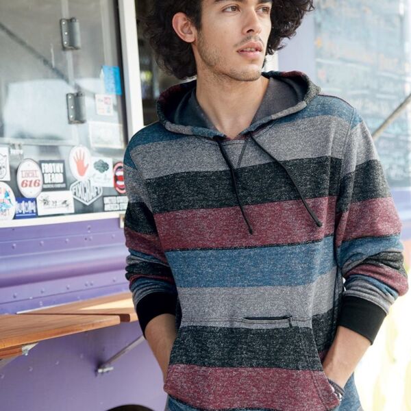 Men's Printed Stripes Fleece Sweatshirt Thumbnail